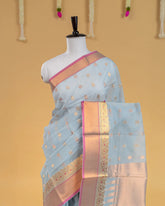 SC2880 - Linen Cotton With Copper And Gold Zari